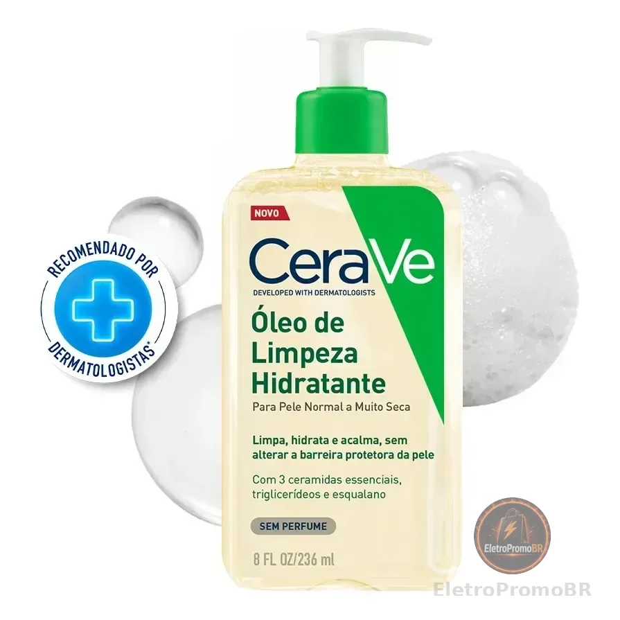 Óleo De Limpeza Facial Hidratante Para Pele Seca E Atópica Cerave 236ml Sem Fragrância