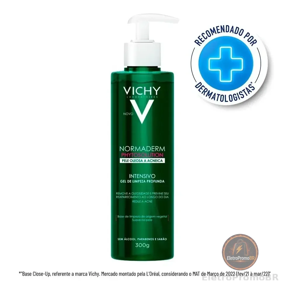 Gel De Limpeza Facial Intensivo, Para Pele Oleosa E Acneica, Com Ingredientes De Origem Natural, Remove Oleosidade, Reduz Acne E Previne Reaparecimento, Normaderm Vichy 300g Dia/noite