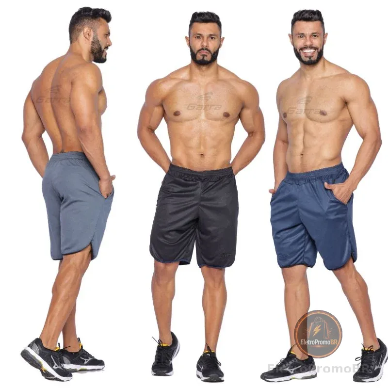Kit 3 Bermudas masculinas street Fitness para atividade física e academia Garra Sport