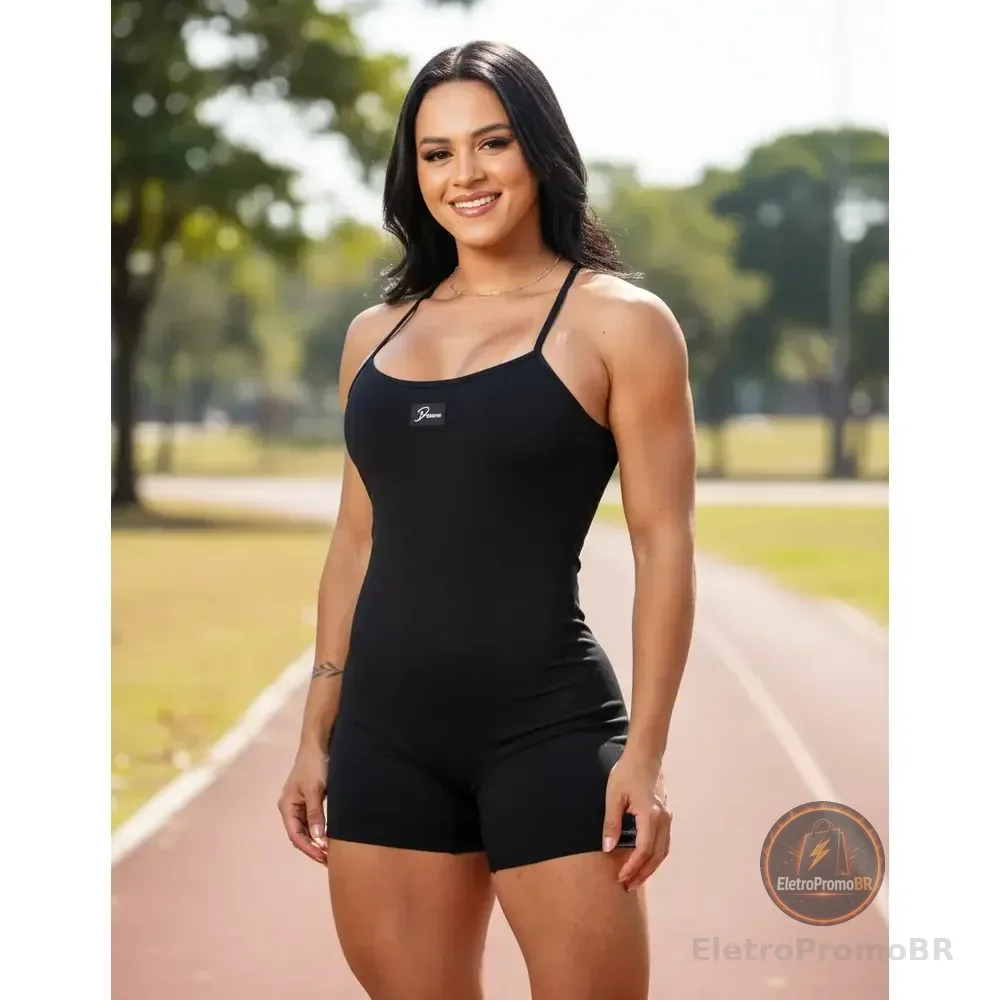 Diasp Macaquinho Fitness Feminino Suplex Virginia Academia Preto Suplex Liso M 36-38