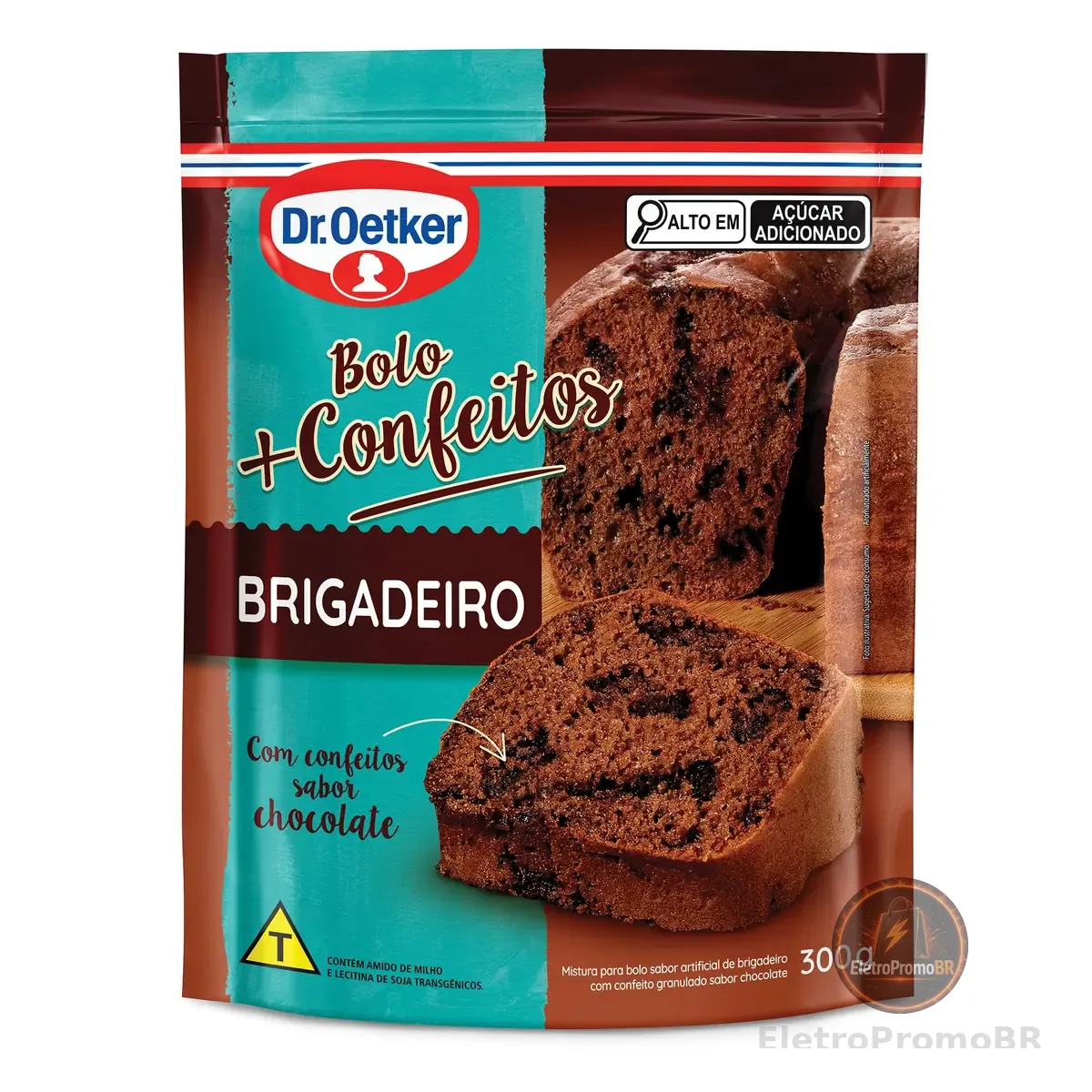 Dr. Oetker Bolo + Confeitos Sabor Brigadeiro, Fácil Preparo, Mistura Pronta para Massa, Sobremesa Fofinha e Saborosa, 300g