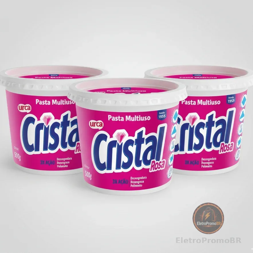 Kit 3 Pastas Cristal Rosa - 500G
