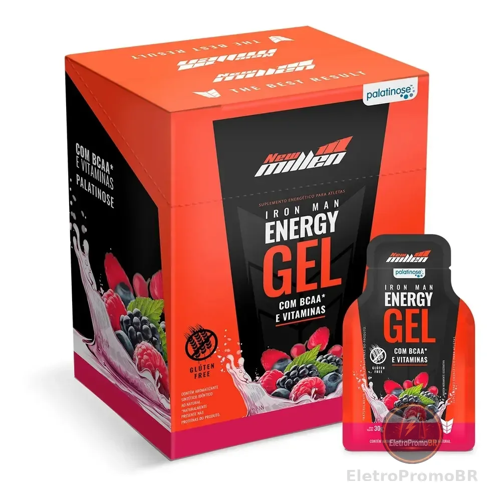 Suplemento Em Gel New Millen Iron Man Sabor Frutas Vermelhas Em Caixa De 300g