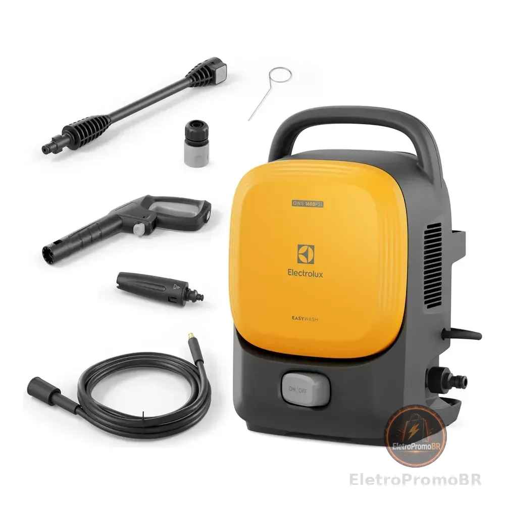 Lavadora De Alta Pressão Electrolux 1650psi 1400w De Potência Com Engate Rápido Easywash Lava Jato Lava Car Qws1650 Amarelo 127v 60 Hz