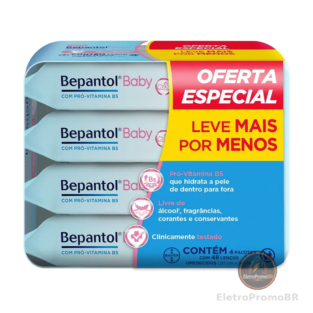Lenço Umedecido Bepantol Baby  com 48 Unidades Leve Mais por Menos