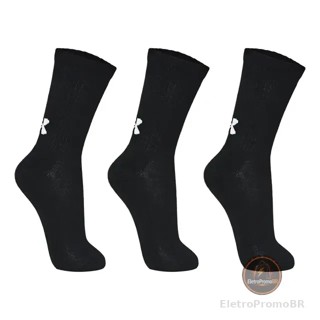 Kit 3 Par Meia Masculina Under Armour Core Cotton Antiodor