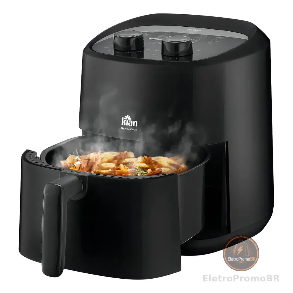 Fritadeira Elétrica Air Fryer Sem Oleo Antiaderente 1200w Af-105 3,5 Litros Kian Preto 127v