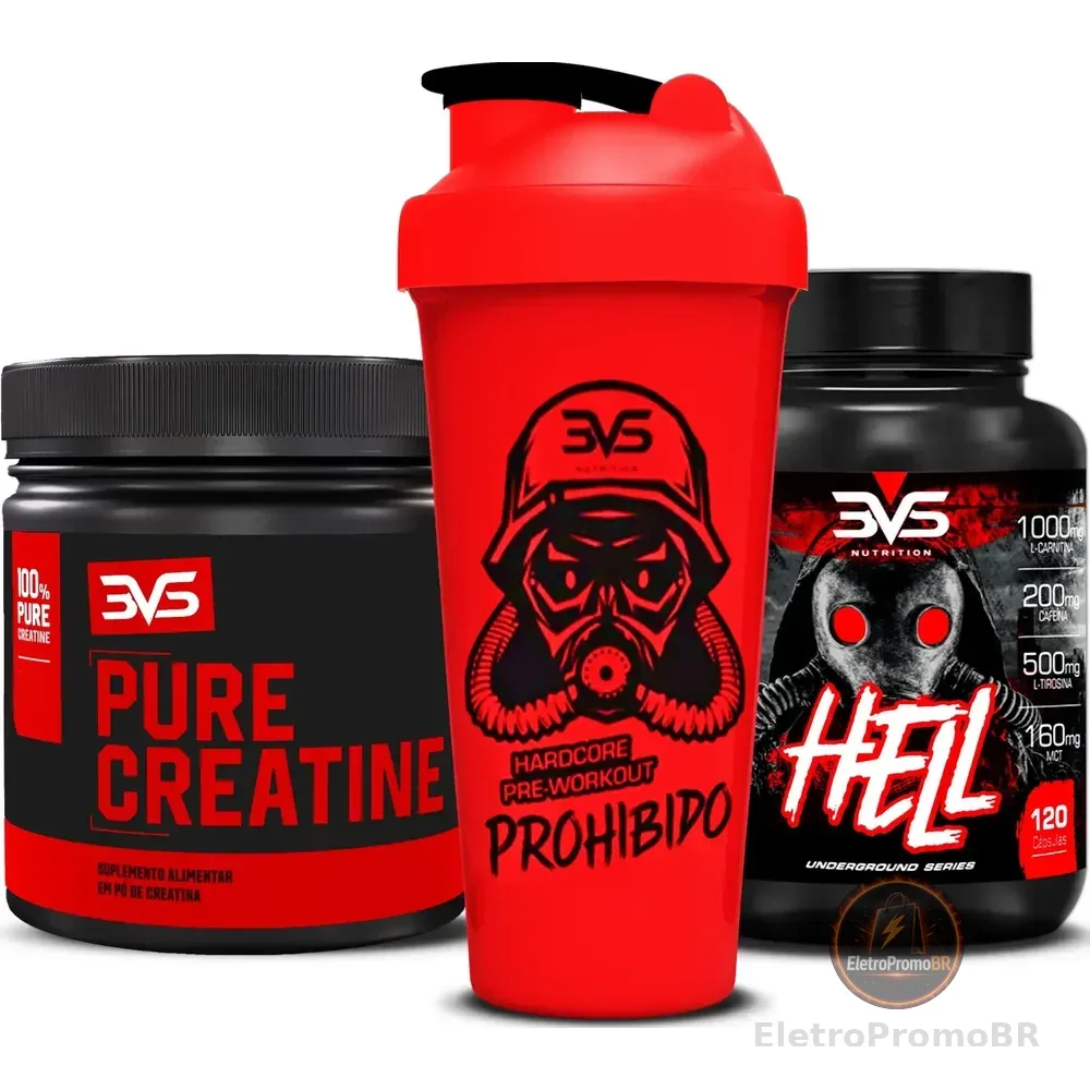 Kit Creatina Monohidratada + Termogênico Hell + Coqueteleira