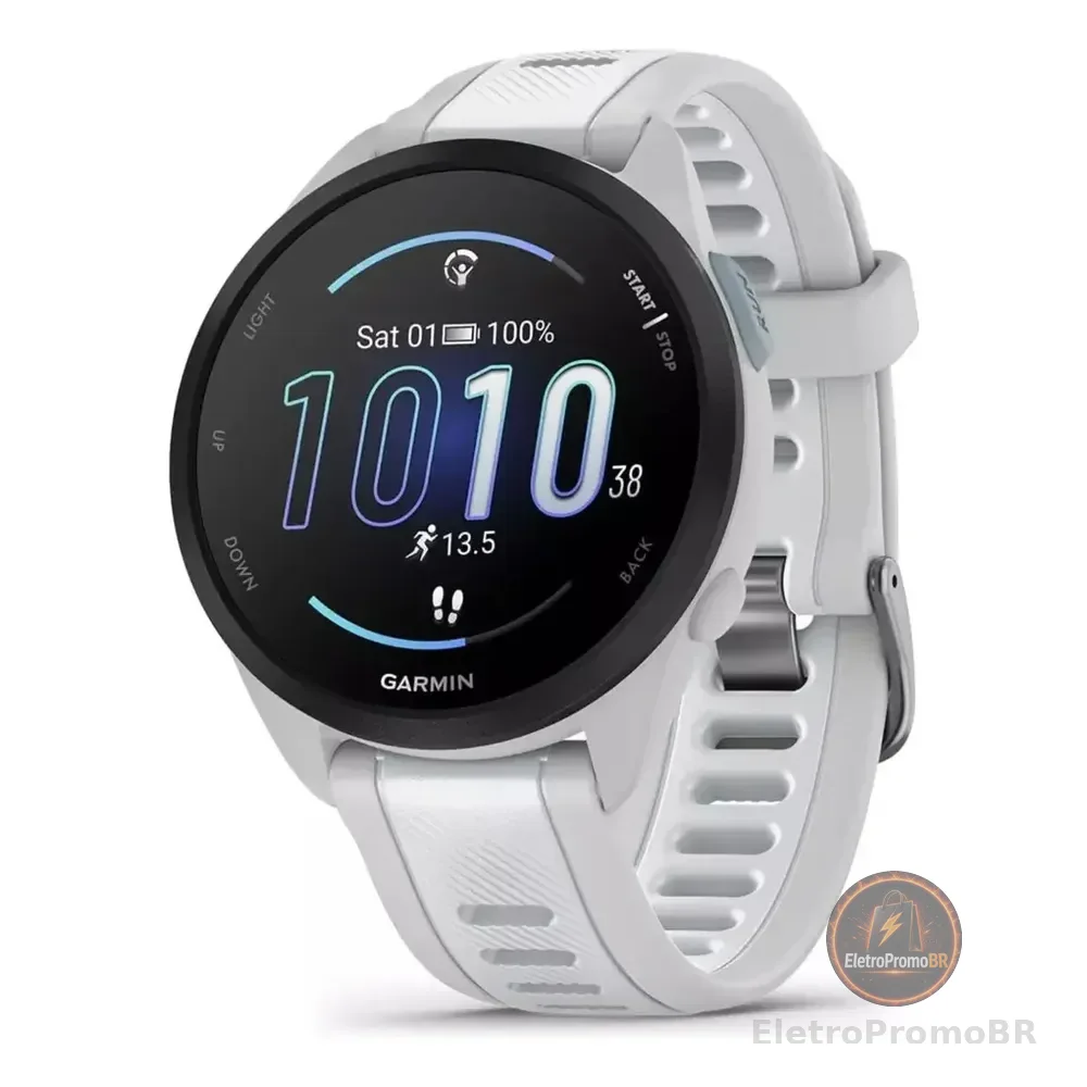 Relógio Garmin Forerunner 165 Music Cinza E Branco Gps 43mm Whitestone Preto