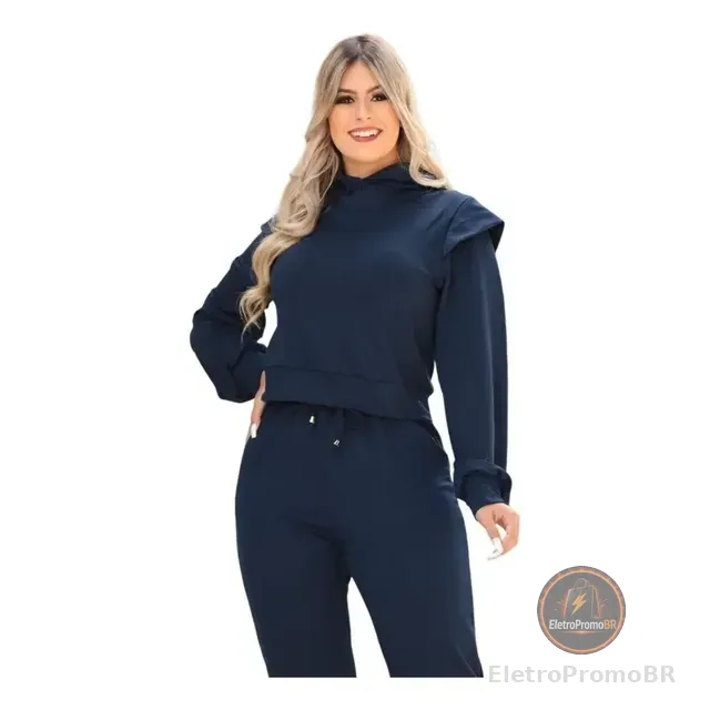 Conjunto Feminino Calça E Blusa Moletom Moletinho Inverno