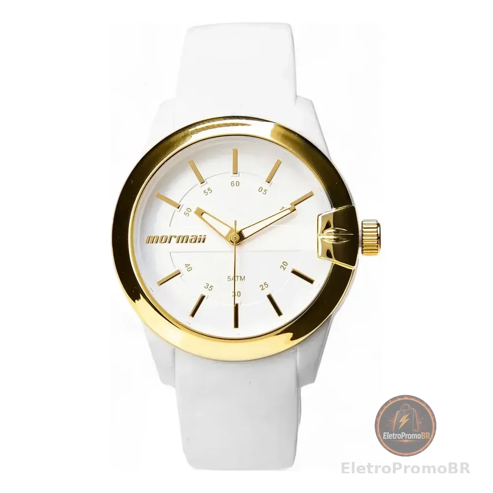 Relógio Feminino Analógico Casual Branco Mormaii Mopc21jag8b Cor Do Bisel Dourado