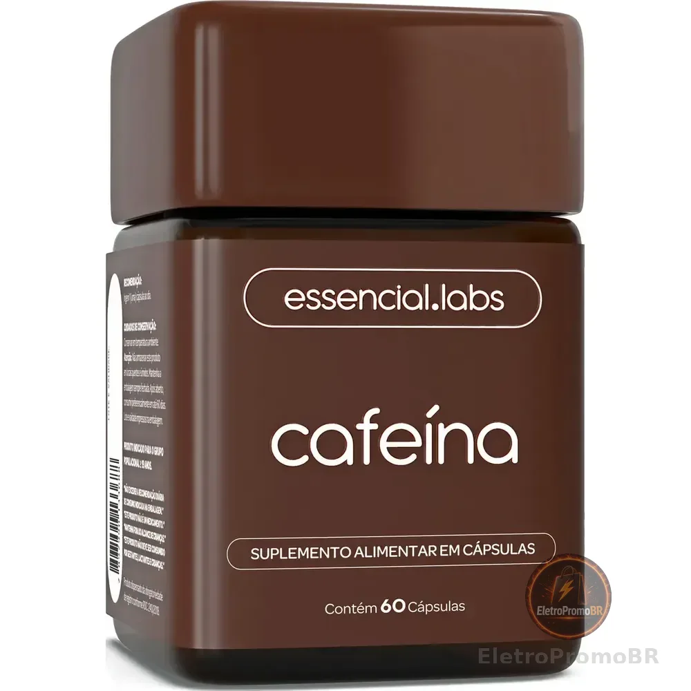 Cafeína 100% Pura 200mg Por Cápsula - 60 Cápsulas - Termogênico Com Fórmula Concentrada Para A Máxima Absorção Sem Sabor