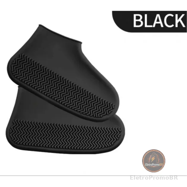 Capa De Chuva Silicone Protetora Tênis Sapato Bota Motoboy Pés Secos Preto