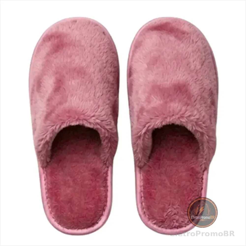 Pantufa Chinelo Premium Macia Preto Peluciado Antiderrapante Pink 39.40 Br