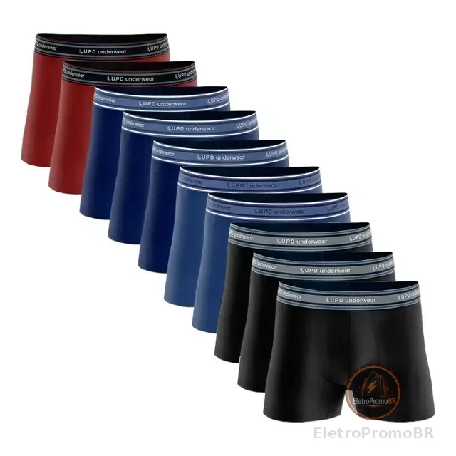 Kit 10 Cueca Boxer Lupo Algodão Conforto Masculina Leve