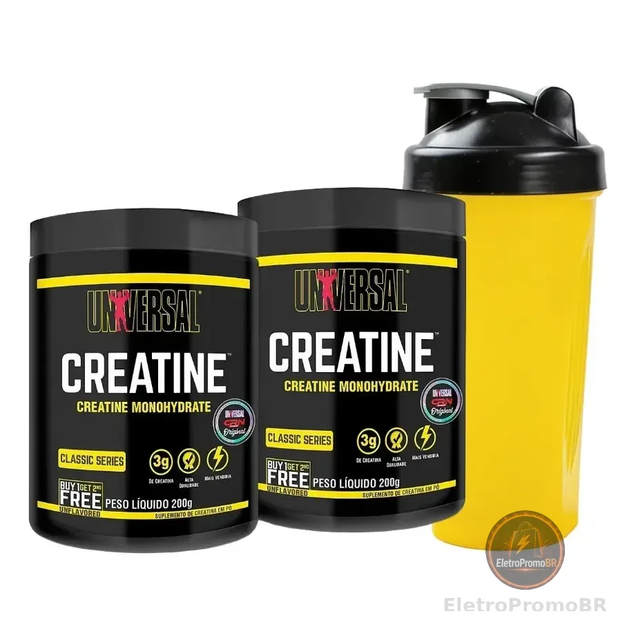 Kit Creatina Monohidratada 400g+coqueteleira 600ml-universal Sem Sabor