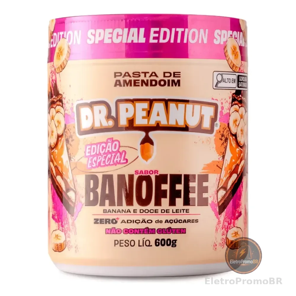 Pasta De Amendoim Dr. Peanut Gourmet Sabor Banoffee 600g Com Whey Protein