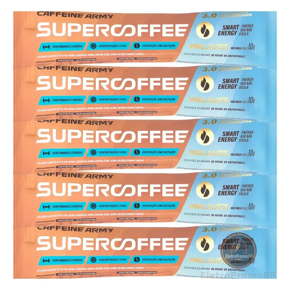 Super Coffee 3.0 To Go Sache Vanilla 5 Un - Caffeine Army Super Coffee Sache Vanilla 5x