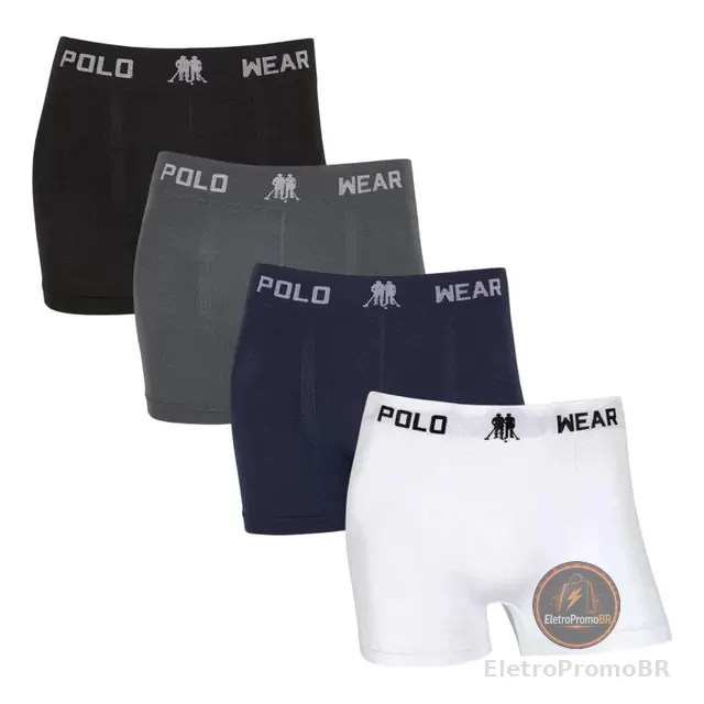Kit 4 Cueca Boxer Masculino Polo Wear Sem Costura Original