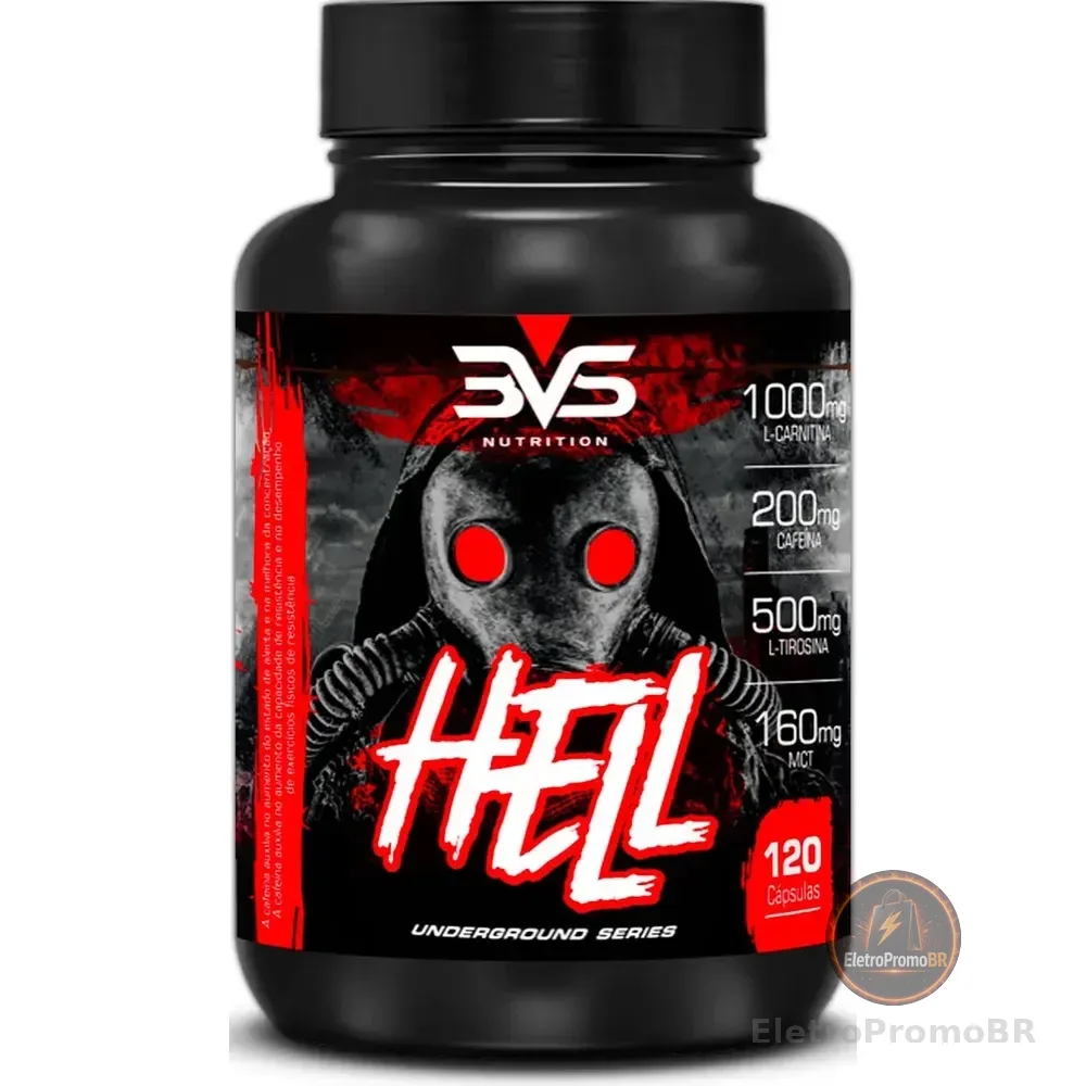 Hell Termogênico 120 Cápsulas - A Combinação Perfeita De 7 Ingredientes Com Cafeína, L-carnitina, L-tirosina, Tcm, Picolinato De Cromo E Vitaminas Sem Sabor