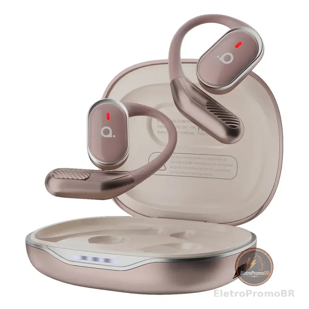 Fone De Ouvido Esportivo Basike Bluetooth Tws Rosa Com Bateria De 60h E Ipx5