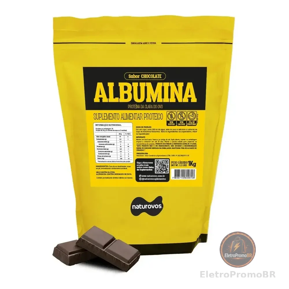 Albumina Naturovos De Chocolate Em Pó Para Suplemento 1 Kg