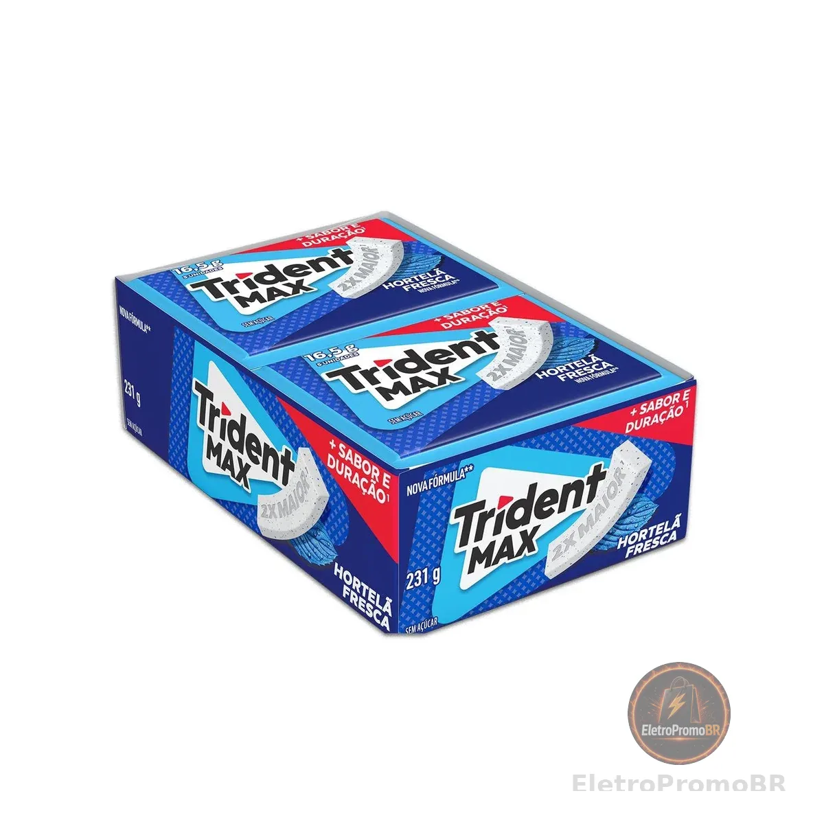 Chiclete Trident Max Hortelã Fresca Sem Açúcar - Caixa com 14 unid. de 16,5g