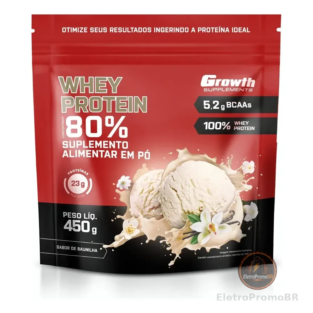 Whey Protein Concentrado 450g Growth Supplements Baunilha