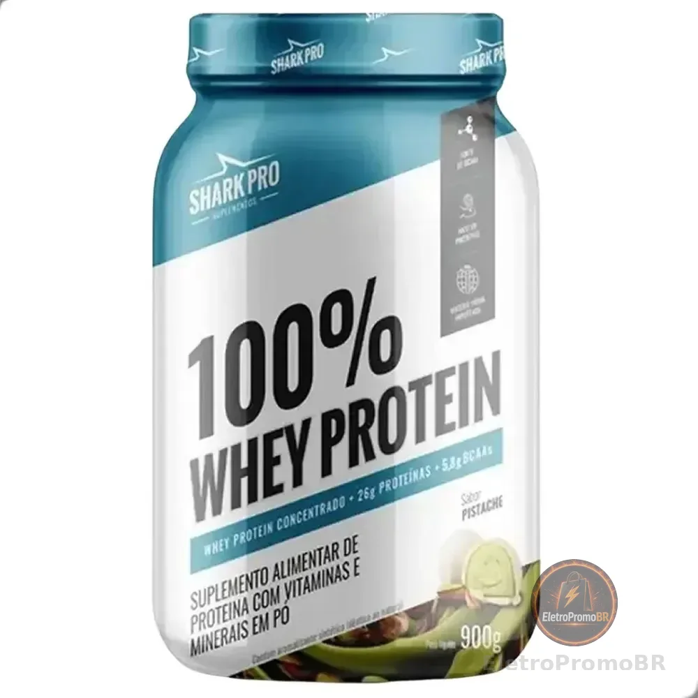100% Whey Protein Concentrado Pote 900g Shark Pro Pistache
