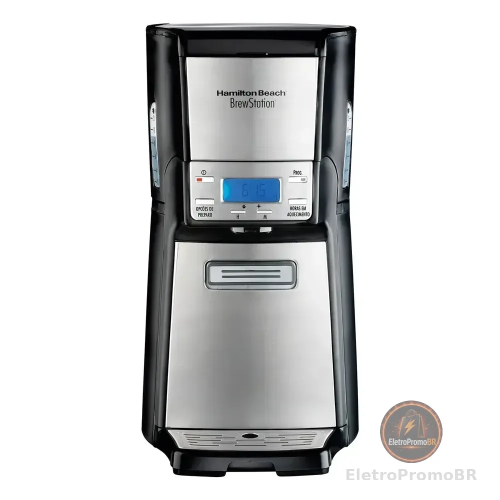 Cafeteira Electrica Brewstation Elite Hamilton Beach 35 Xícaras Programável Automático Com Relógio Digital Preto/prateado 127v