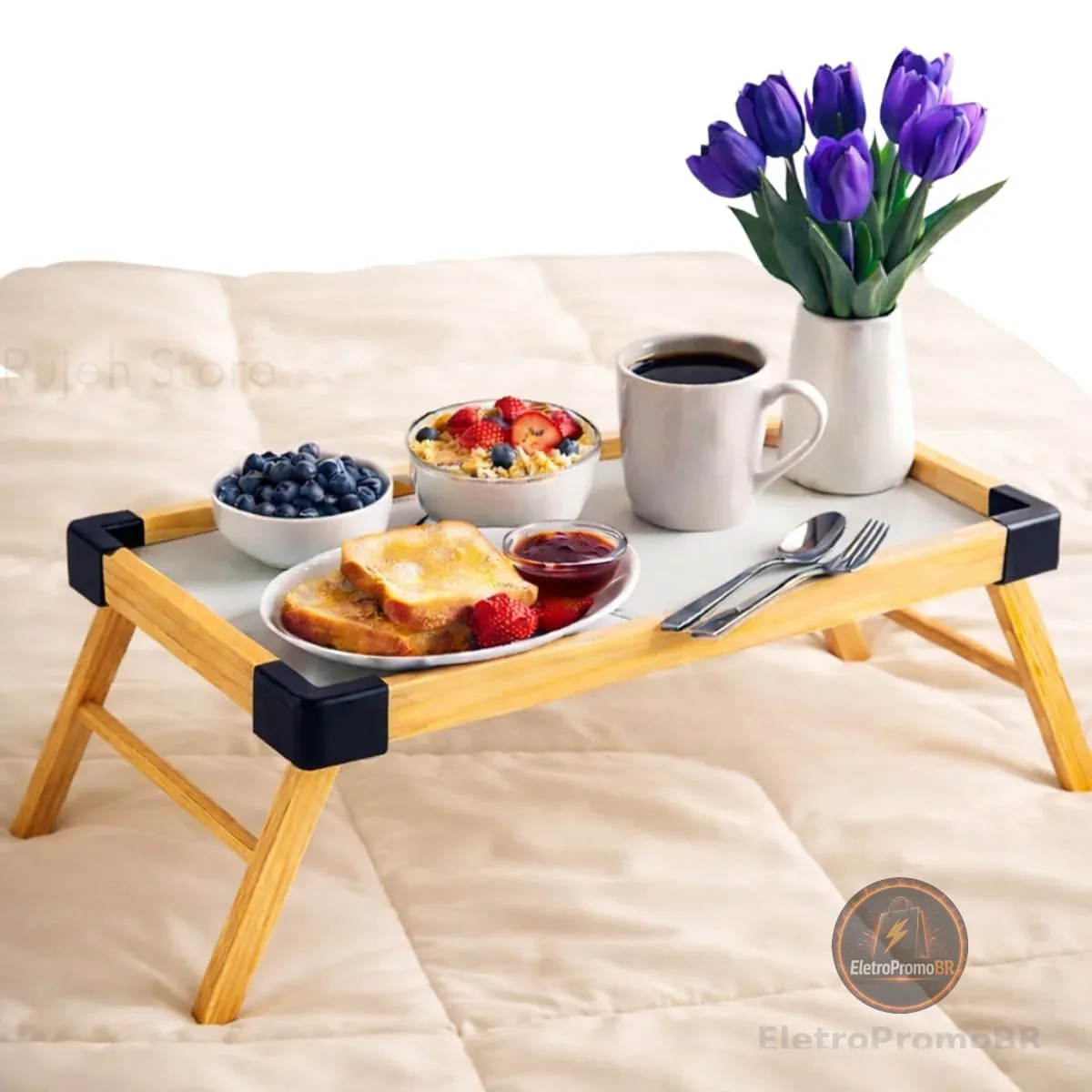 Bandeja Café da Manhã Cama Dobrável Madeira Notebook Multiuso Casas Premium