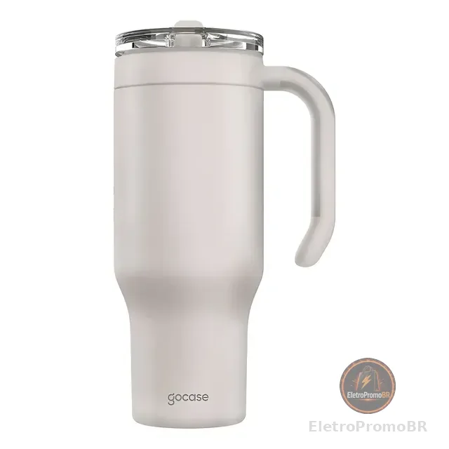 Copo Térmico Gocase 880ml - Aço Inox Com Canudo E Tampa