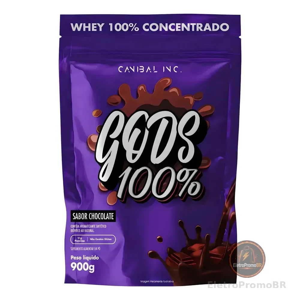 Gods Whey Protein 100% Refil 900g Chocolate - Canibal Inc