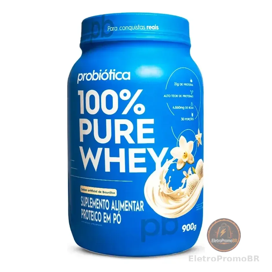 Suplemento Em Pó Probiótica 100% Pure Whey Sabor Baunilha Em Pote De 900g