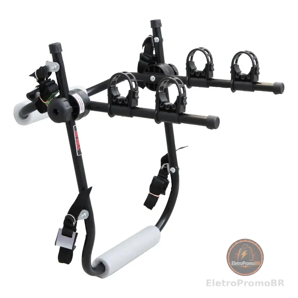 Suporte Universal Transbike Para 2 Bikes Apoio Fixo Sedan Hatch Aço True Cor Preto