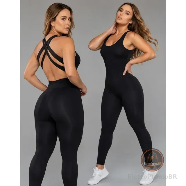 Macacão Fitness Academia Zero Transparência Treino Ginástica