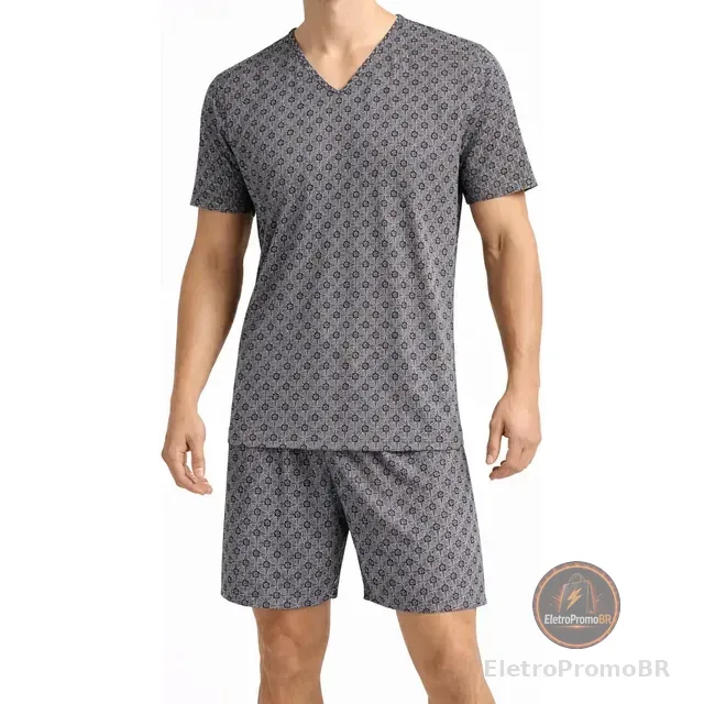 Pijama Adulto Curto Masculino Confortavel Pijamas Verão
