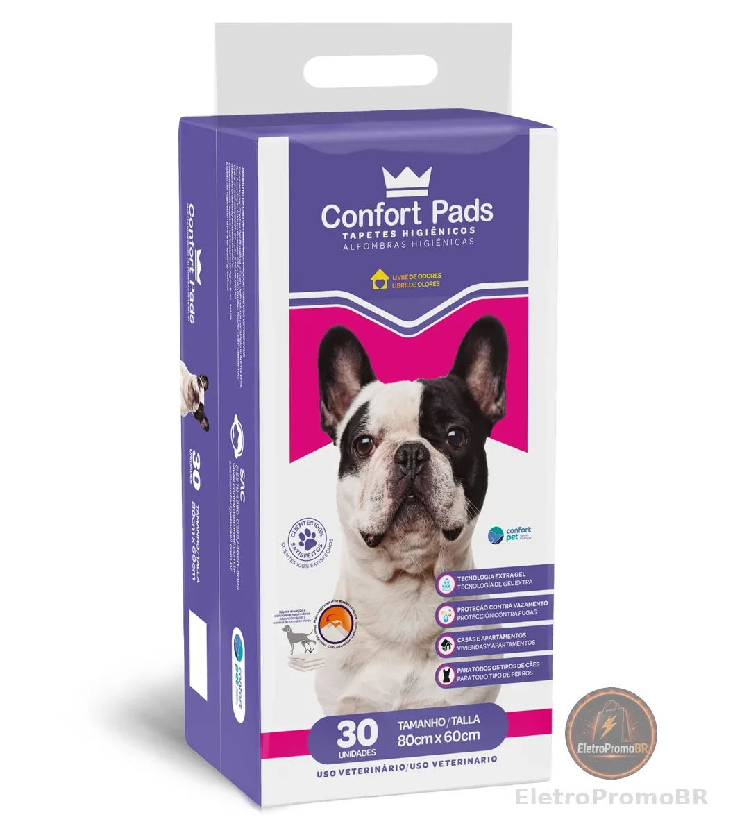 CONFORT PADS Tapete Higiênico Confort Pads 80X60 Com 30 Unidades