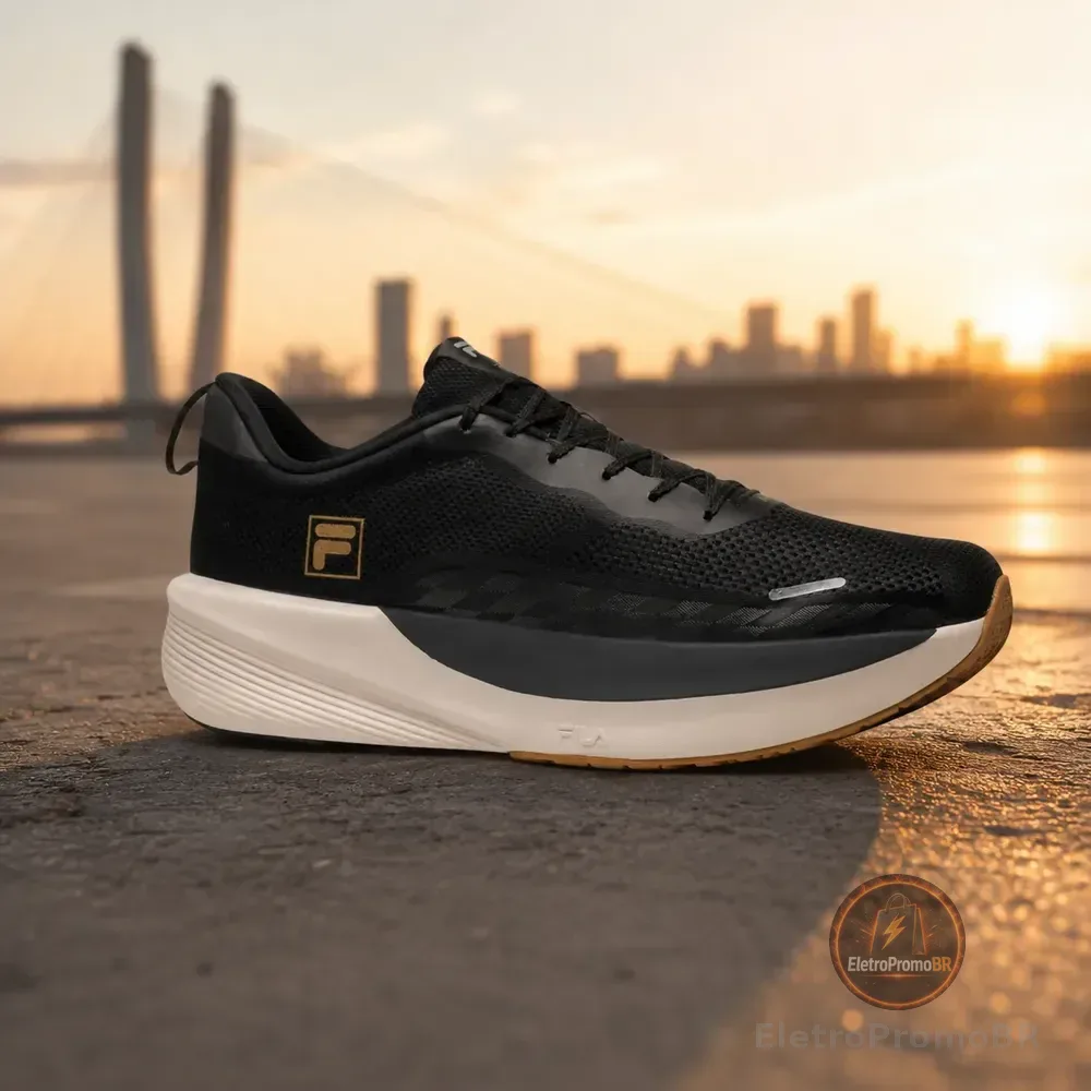 Tênis Masculino Feminino Fila Aero Skyfoam Corrida Caminhada Preto-grafite-dourado Padrão 37 Br