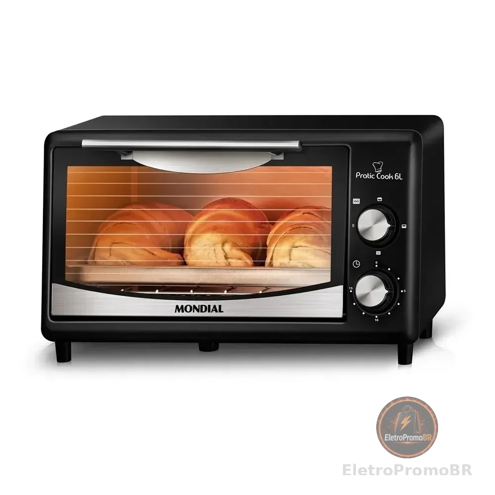 Forno Elétrico Mondial Pratic Cook 6l Fr-09 Cor Preto 220v Preto/inox
