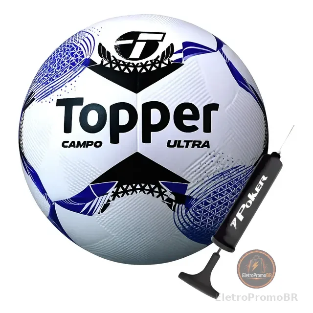 Bola De Futebol De Campo Topper Ultra Dupla Colagem + Bomba