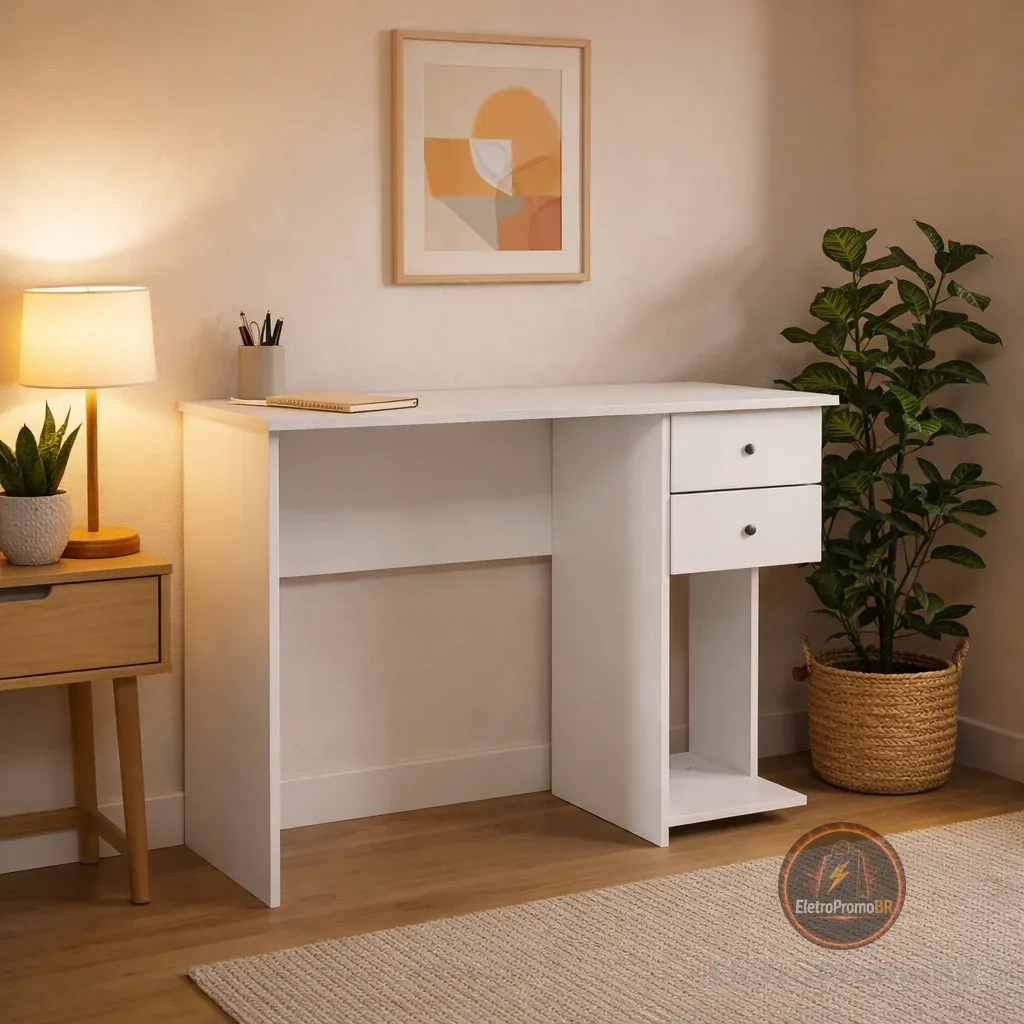 Escrivaninha Home Office Computador Notebook Gaveta Prateleira Gabinete para Quarto Sala Escritório