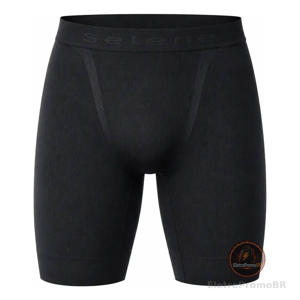 Bermuda Térmica Selene Sem Costura Compressão Masculina Preto Liso G