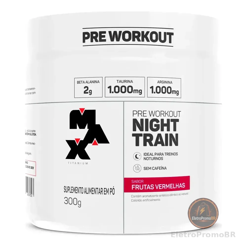 Pré Treino Night Train Pote 300g Sabor Frutas Vermelhas Max Titanium
