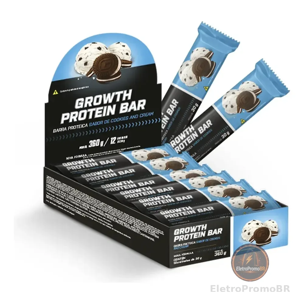 Barra De Proteína (cx. 12 Unid.) Growth Supplements - Sabor Cookies & Cream