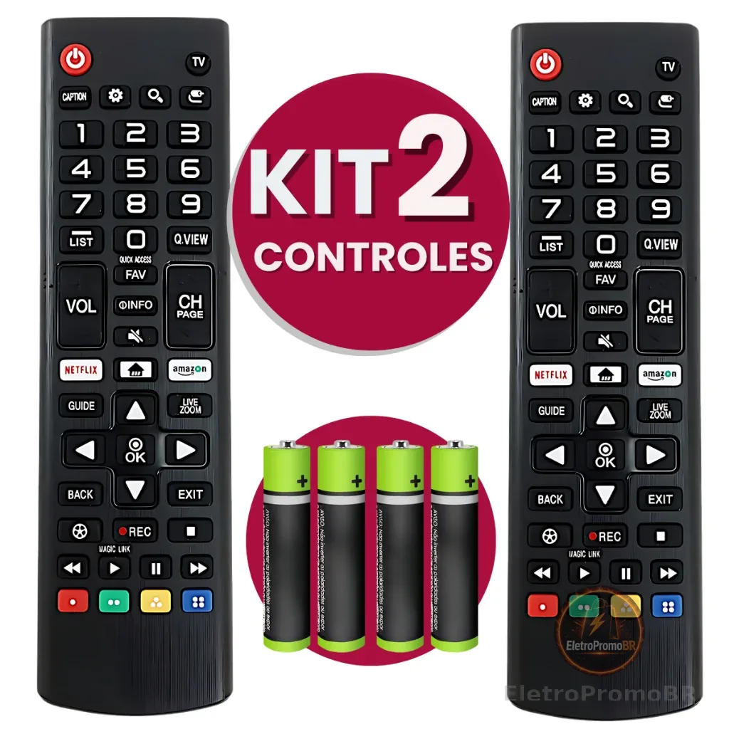 KIT 02 Controle Genérico Para TV LG Compatível Com Smart 4K LED LCD 24 32 40 43 50 55 65 Polegadas