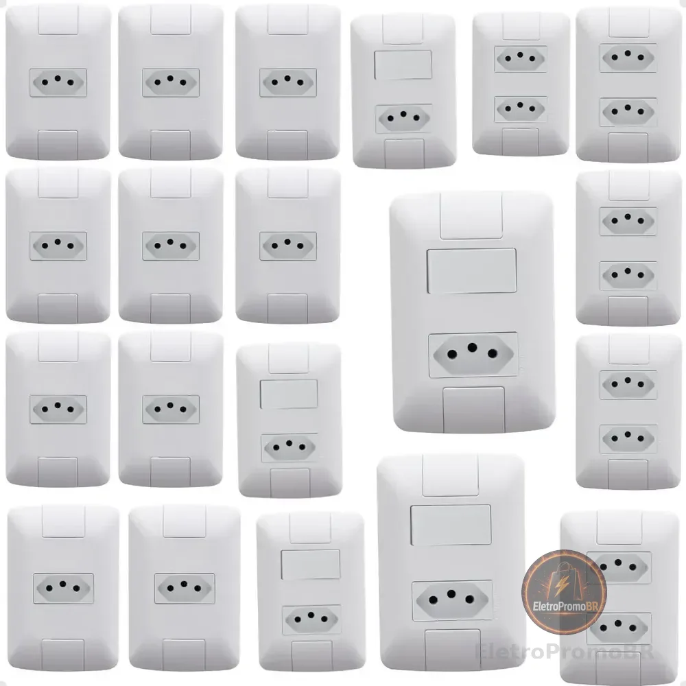 15 Tomadas Tramontina E 5 Interruptor Aria Completa Oferta Branco