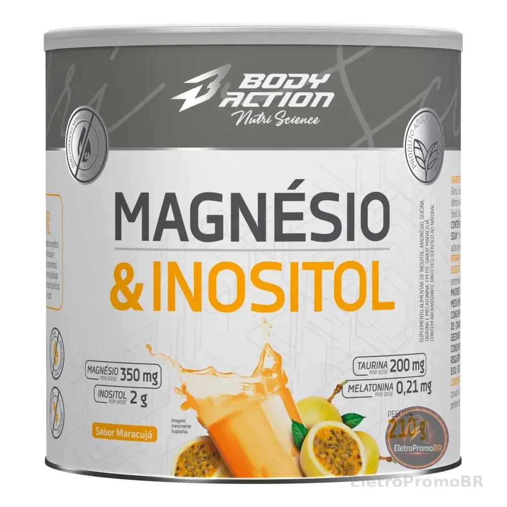 Magnésio E Inositol 210g Bodyaction Sabor Maracujá