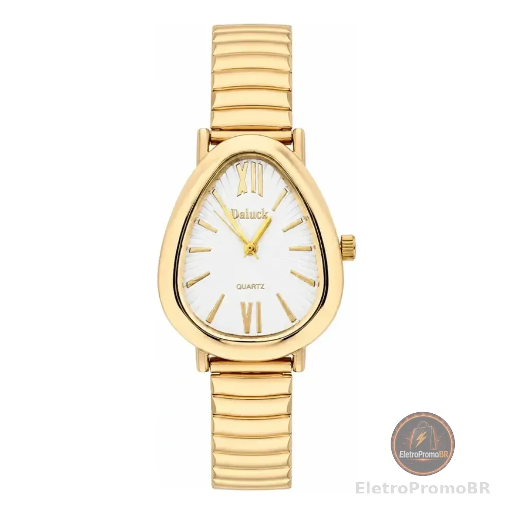 Relógio De Pulso Feminino Premium Aço Bracelete Tulipa Moda Dourado