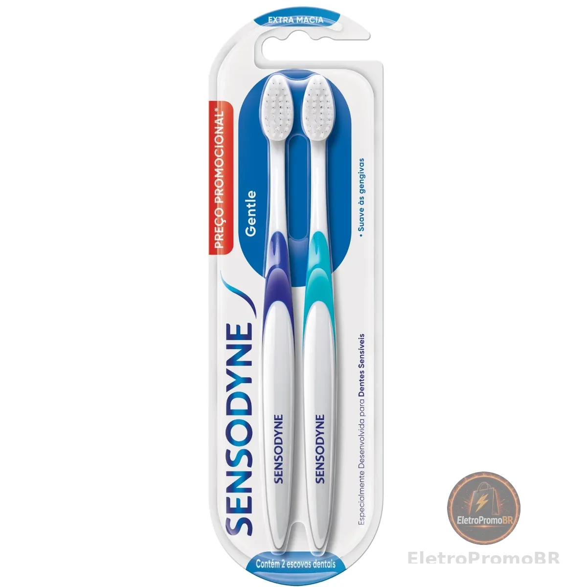 Sensodyne Escova de Dente Extra Macia Gentle, para Dentes Sensíveis, Suave às Gengivas, 2 unidades